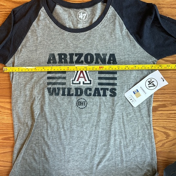 NWT 47 Women's University of Arizona Wildcats Gray Blue Baseball Tee Size Medium - Picture 9 of 11
